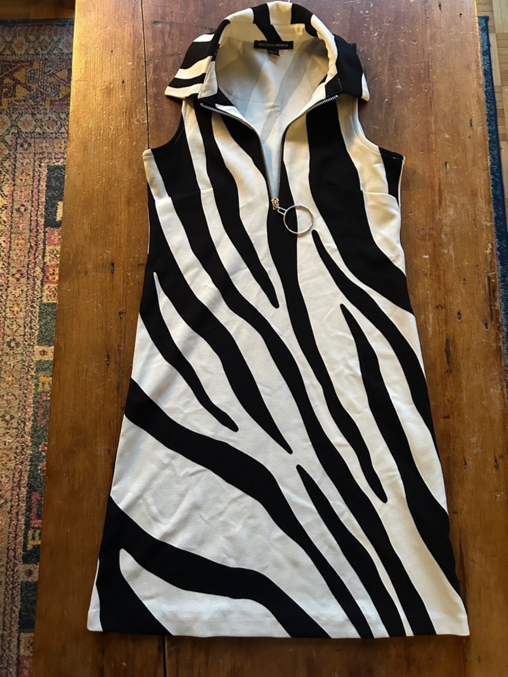 Zebra Print Sleeveless Mini Zip Dress